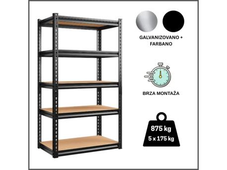 EPRO Metalna montažna polica Premium 180x90x35cm, metal-drvo, 875kg (5x175kg)