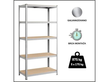 EPRO Metalna montažna polica Standard 180x90x30cm, metal-drvo, 875kg (5x175kg)