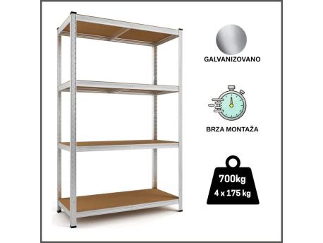 EPRO Metalna montažna polica Standard 150x70x30cm, metal-drvo, 700kg (4x175kg)