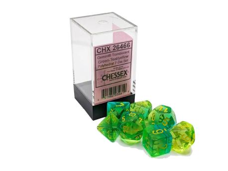 Chessex Kockice Chessex - Gemini - Translucent - Green-Tea & Yellow (7)