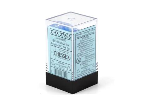 Chessex Kockice - Borealis - Polyhedral - Sky Blue & White (7)