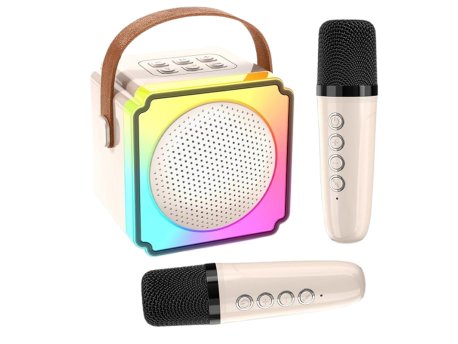 N/A Karaoke Bluetooth zvučnik sa 2 mikrofona P8, bež
