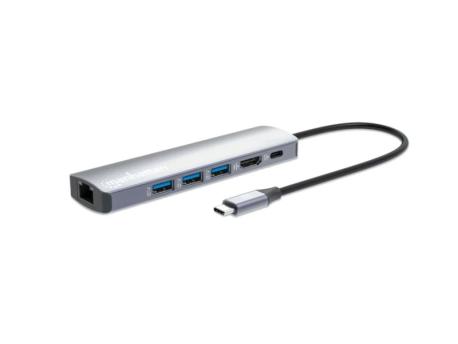 MANHATTAN Docking station 153959 6in1 USB-C - HDMI/3xUSB/GLAN/PD 100W