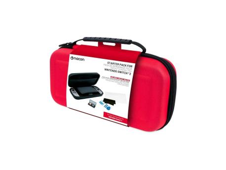 NACON Switch 2 Starter Pack Red - (Pouch, Screen Protector, Box For 4 Games)