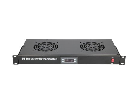 MAXPRO LINE Ventilacioni panel-polica, dva ventilatora i termostat, 1U