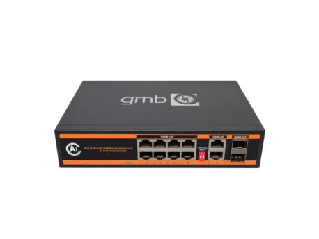 GMB POE-GS1010PS2 Switch, IEEE802.3af/at, 8 PoE 100/1000M, 2 UP-Link 100/1000M +2 SFP port, 52V 150W