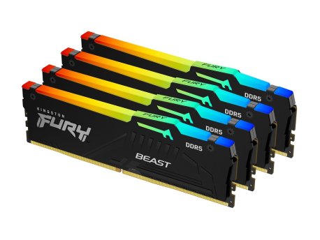 KINGSTON 64GB (4x16GB) DDR5 6000MT/s CL40 FURY Beast Black RGB XMP (KF560C40BBAK4-64)