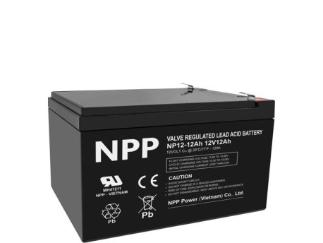 AGM NPP NP12V-12Ah, BATTERY, C20=12AH, T2, 151x98x95x100, 3,3KG, BLACK