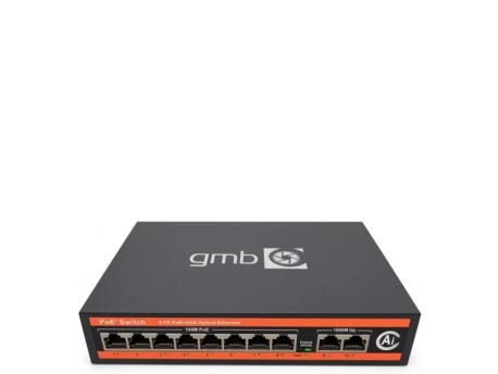 GEMBIRD POE-FS1010PG Switch, IEEE802.3af/at, 8 PoE 10/100M, 2 UP-link 100/1000M , 52V 120W, 30W/PoE, VL