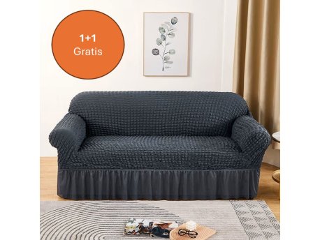 HOMEMATES 1+1 gratis retro pokrivač za dvosede i kauče od 145cm do 185cm - Siva
