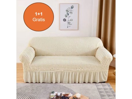 HOMEMATES 1+1 gratis retro pokrivač za dvosede i kauče od 145cm do 185cm - Bela