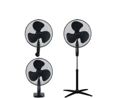 NIAROS KURELI Ventilator 3U1, PODNI, ZIDNI I STONI, PREČNIK 43CM, 45W, CRNI