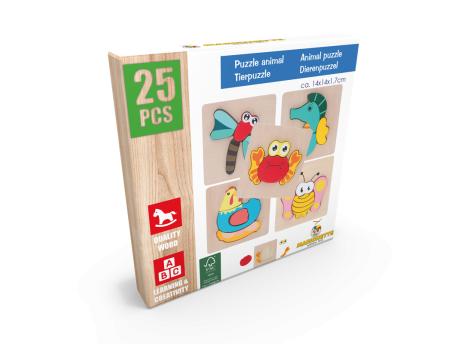 Marionette Wooden Toys Drvena puzzle slagalica sa životinjama 14 x 14 cm
