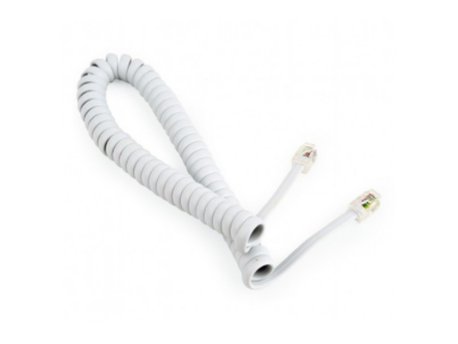 GEMBIRD TC4P4CS-2M-W Telefonski kabl spiralni za slusalicu, RJ10 (4P4C), 2m White