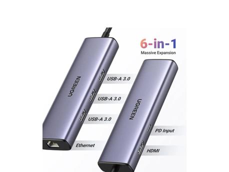 UGREEN Revodok CM512 (15598) 6-u-1 USB-C Hub sa Gigabit Ethernetom