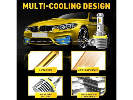 AUXITO H11 LED sijalice 3000K žute DD-M6-H11-GY2-A 24000lm CANBUS set H8 H9 H16