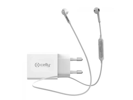 CELLY Bluetooth slušalice + punjač 18W USB-C bela