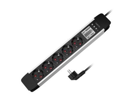 LOGILINK Produžni kabl LCD displej potrošnje, aluminijum, 5 mesta