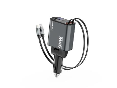 MOXOM Auto punjač MX-VC53 USB & Type C output + Type C & lightning cable output 45W crni