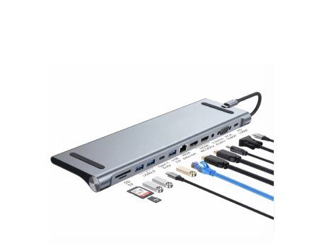 E-GREEN 12-u-1 USB-C multiport hub sa PD 100 W