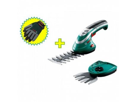 BOSCH bastenski alat BOSCH ISIO III SET + baštenske rukavice L, Akumulatorski trimer za travu