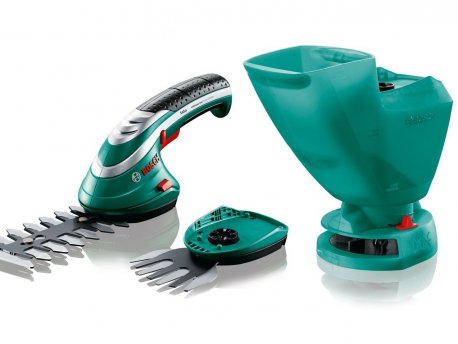 BOSCH bastenski alat BOSCH ISIO III, Akumulatorski trimer za travu i žbunje + nastavak za sejanje