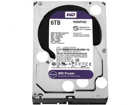 WESTERN DIGITAL 6TB 3.5 inch SATA III 64MB IntelliPower WD60PURZ Purple
