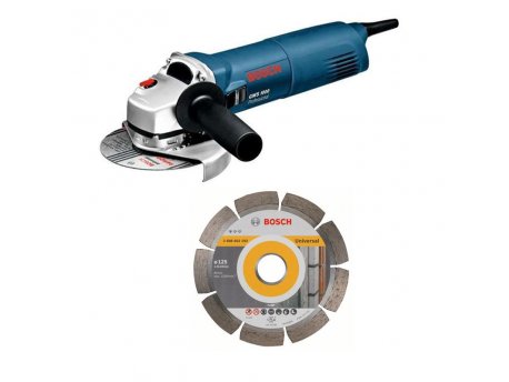 BOSCH plavi alat GWS 1000 (125 mm) ugaona brusilica + 1x dijamantski disk „Professional for Universal”