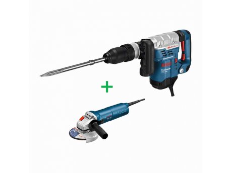 BOSCH plavi alat GSH 5 + GWS 9-125, Profesionalni elektro-pneumatski čekić za bušenje sa SDS-plus prihvatom i brusilica