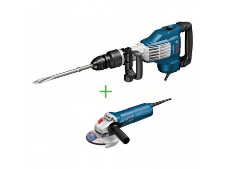 BOSCH plavi alat GSH 11 VC + GWS 9-125, Profesionalni elektro-pneumatski čekić za štemovanje sa SDS-plus prihvatom plus ugaona brusilica