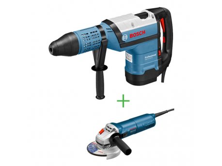 BOSCH plavi alat GBH 12-52 D + GWS 9-125, Profesionalni elektro-pneumatski čekić za bušenje sa SDS-max prihvatom plus ugaona brusilica