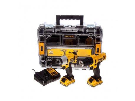 DeWALT DCK211D2T Komplet alkumaltorskog alata 10.8 V Liion