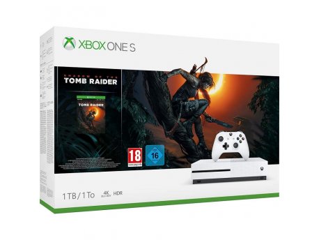 MICROSOFT XBOX ONE S 1TB White + Shadow Of The Tomb Raider