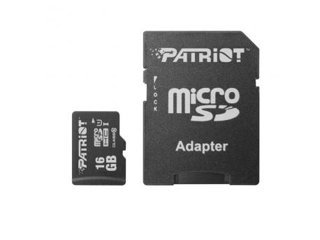 PATRIOT Micro SDHC 16GB Patriot Class 10 LX Series + adapter UHS-I PSF16GMCSDHC10 45MB/s