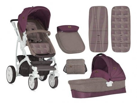 LORELLI BERTONI Kolica Arizona+Pram Body+Bag Beige&Red 2018