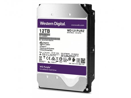 WESTERN DIGITAL Purple for AV, 3.5 / 12TB / 256MB / SATA / 7200 rpm, WD121PURZ