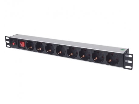 INTELLINET 19 Power Strip 8-Sockets German type produzni kabl sa zastitom crni