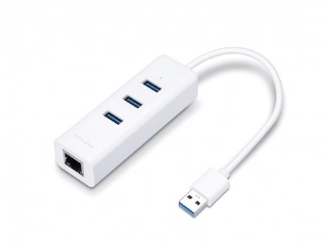 TP LINK USB Adapter UE330 to Gigabit Ethernet Network, 1x LAN, 3x USB 3.0 Hub
