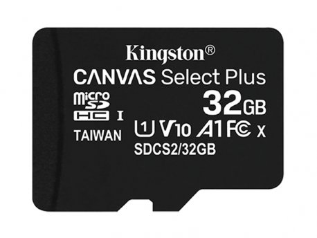 KINGSTON MicroSDHC 32GB Class 10 U1, 100MB/s-10MB/s, SDCS2/32GBSP