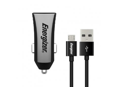 Energizer CAR CHARGER 3.4A 2USB  +MicroUSB Cable Black