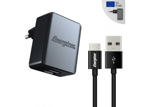 Energizer UL WALL CHARGER TYPE C 3.4A 2USB EU BK