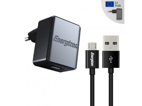 Energizer WALL CHARGER  1A EU  +MicroUSB Cable Black (ACA1AEUCMC3)