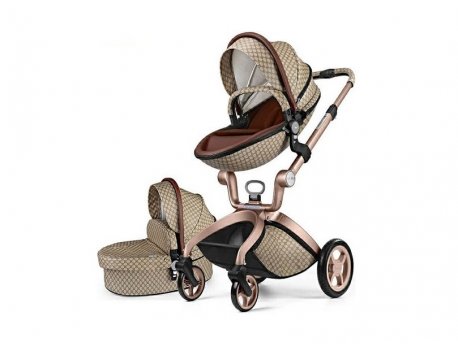 HOT MOM KOLICA BROWN/LIGHT BROWN 2U1 (sportsko sediste+korpa)