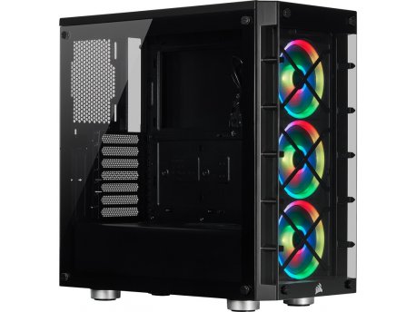 CORSAIR Mid-Tower Gaming kuciste ICUE 465X RGB, ATX, 3xVent, kaljeno staklo, crno