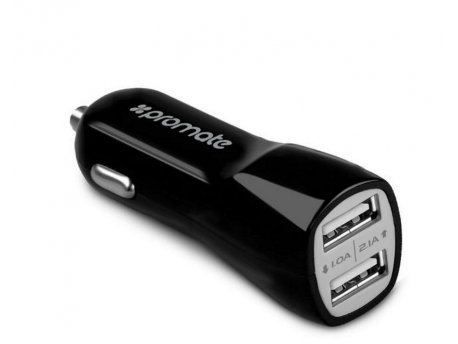 PROMATE Vivid ultra brzi punjač za kola dual USB crni