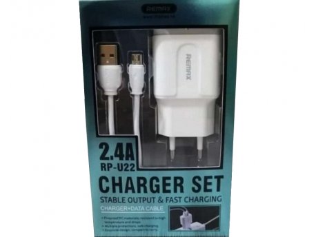 REMAX Strujni FAST punjac 2,4A 2x USB+ Micro kabl 1m
