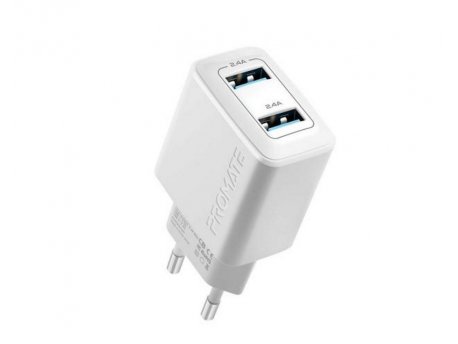 PROMATE BIPLUG 12W zidni punjac 2 USB port beli
