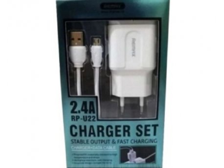 REMAX Strujni FAST punjac 2xUSB 2,4A+ iphone kabl 1m beli