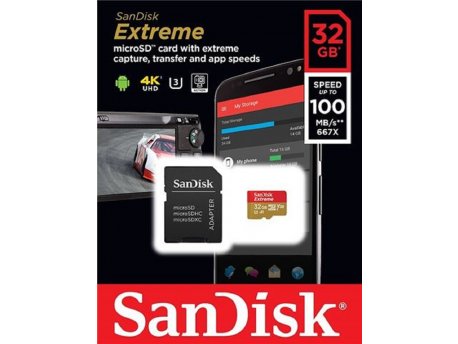 SANDISK MICRO SD 32GB Extreme + adapter SDSQXAF-032G-GN6MA