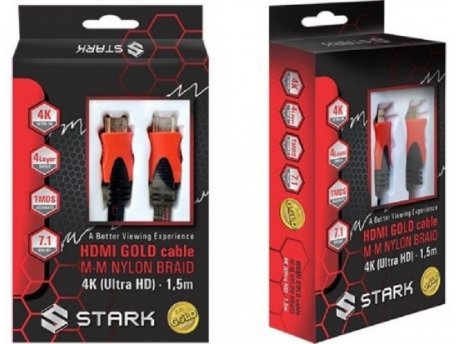 STARK HDMI M-M pozlaćen 4K(Ultra HD),pleteni sa zaštitom od 4 sloja 1.5m